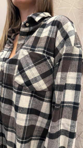 Camicia Check Bottoni Gioiello Tensione In