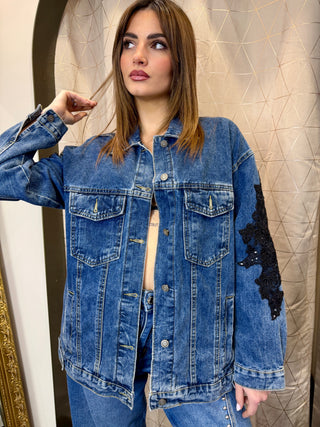 Giubbotto Denim Fiore Anna Rock