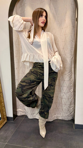 Pantalone Borchie Camu Anna Rock