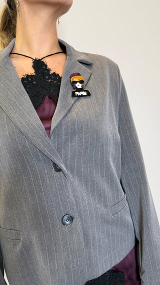 Blazer Gessato Spilla Philia Loft