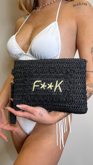 Pochette in Rafia F**K