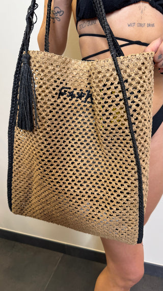 Borsa F**K in rafia da spiaggia