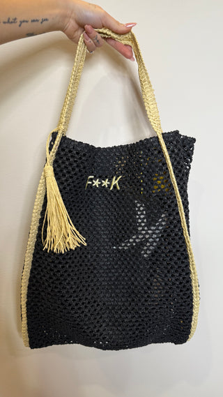 Borsa F**K in rafia da spiaggia