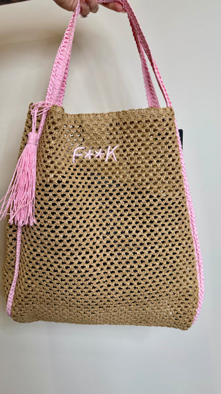 Borsa F**K in rafia da spiaggia