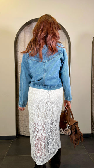 Giacca Crop Denim Tensione In