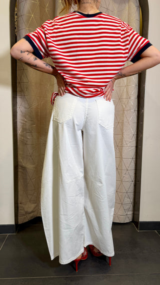 Panta Over White Tensione In