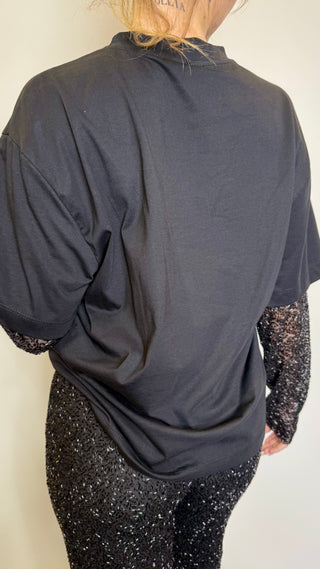 T-shirt Maniche In Paillettes Tensione In