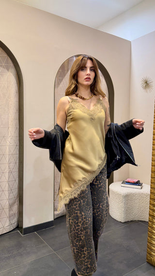 Top Satin Asimmetrico Tensione In