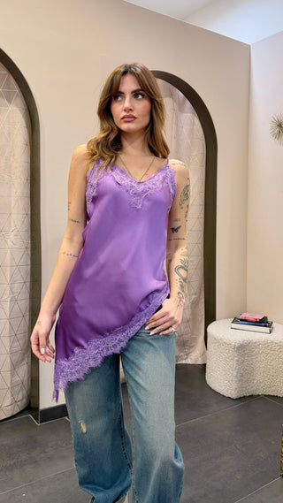 Top Satin Asimmetrico Tensione In