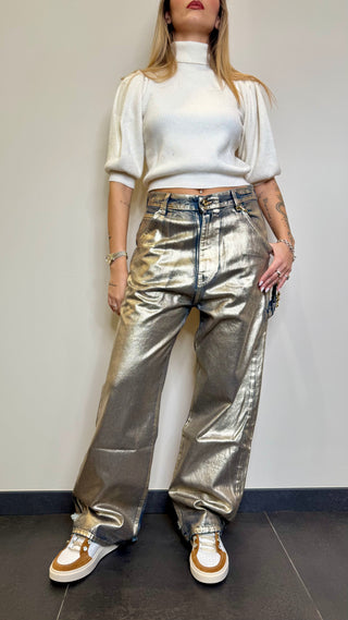 Jeans Spalmato Oro Myem