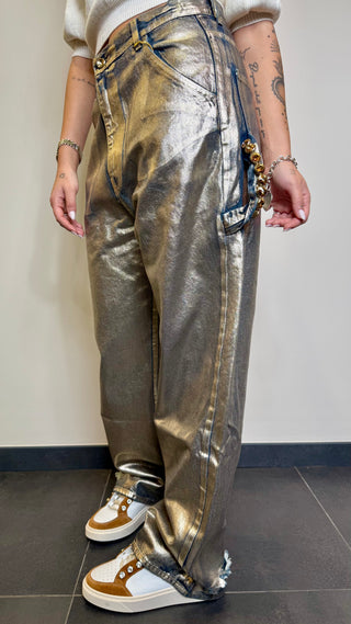 Jeans Spalmato Oro Myem