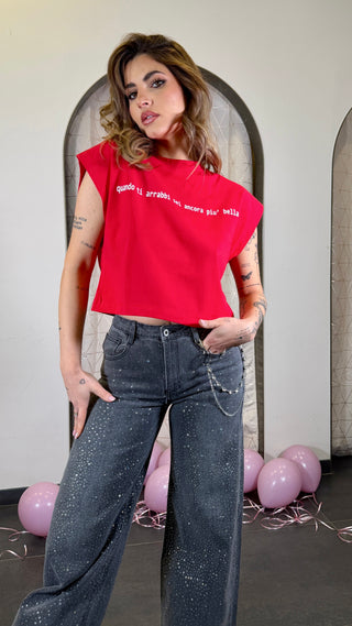 T-shirt "Quando ti arrabbi..." Crop Luce
