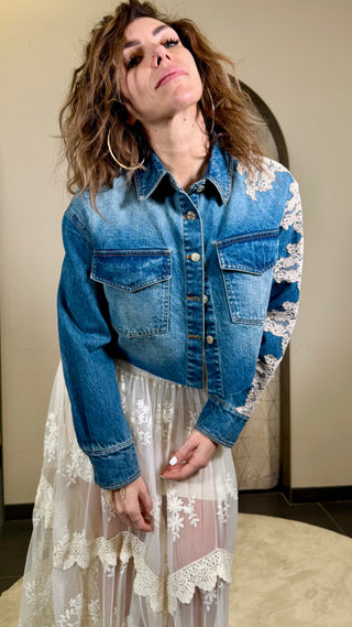 Giubbino Denim Crop Souvenir