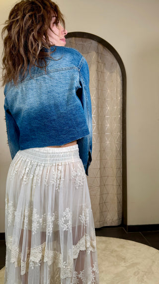 Giubbino Denim Crop Souvenir