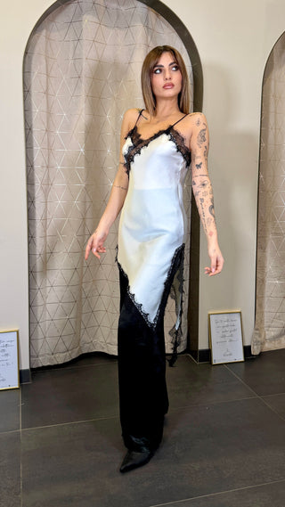 Top Asimmetrico Satin E Pizzo